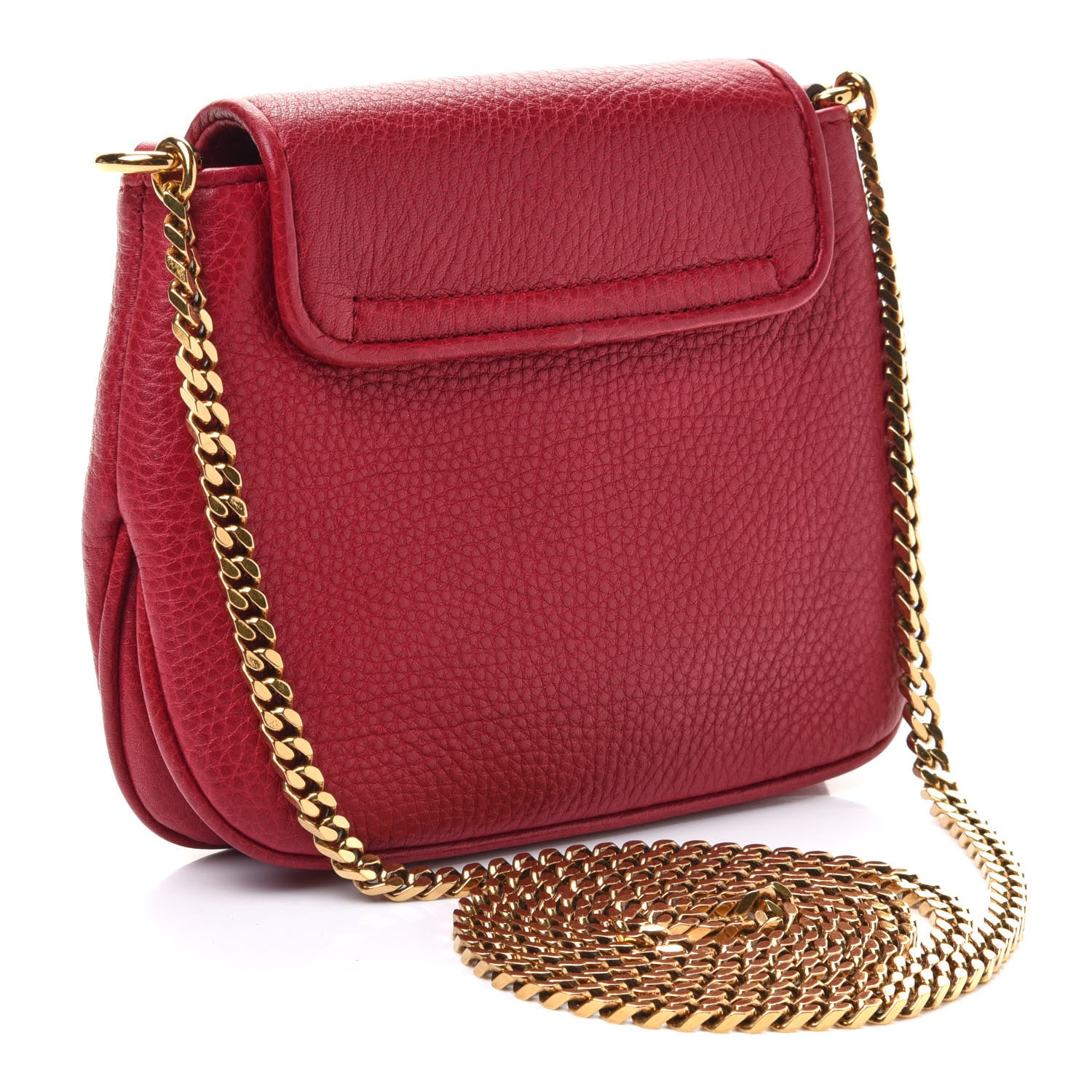 Gucci Pebbled Calfskin Small 1973 Chain Shoulder Bag Red 3 of 11