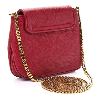 Gucci Pebbled Calfskin Small 1973 Chain Shoulder Bag Red 3 of 11