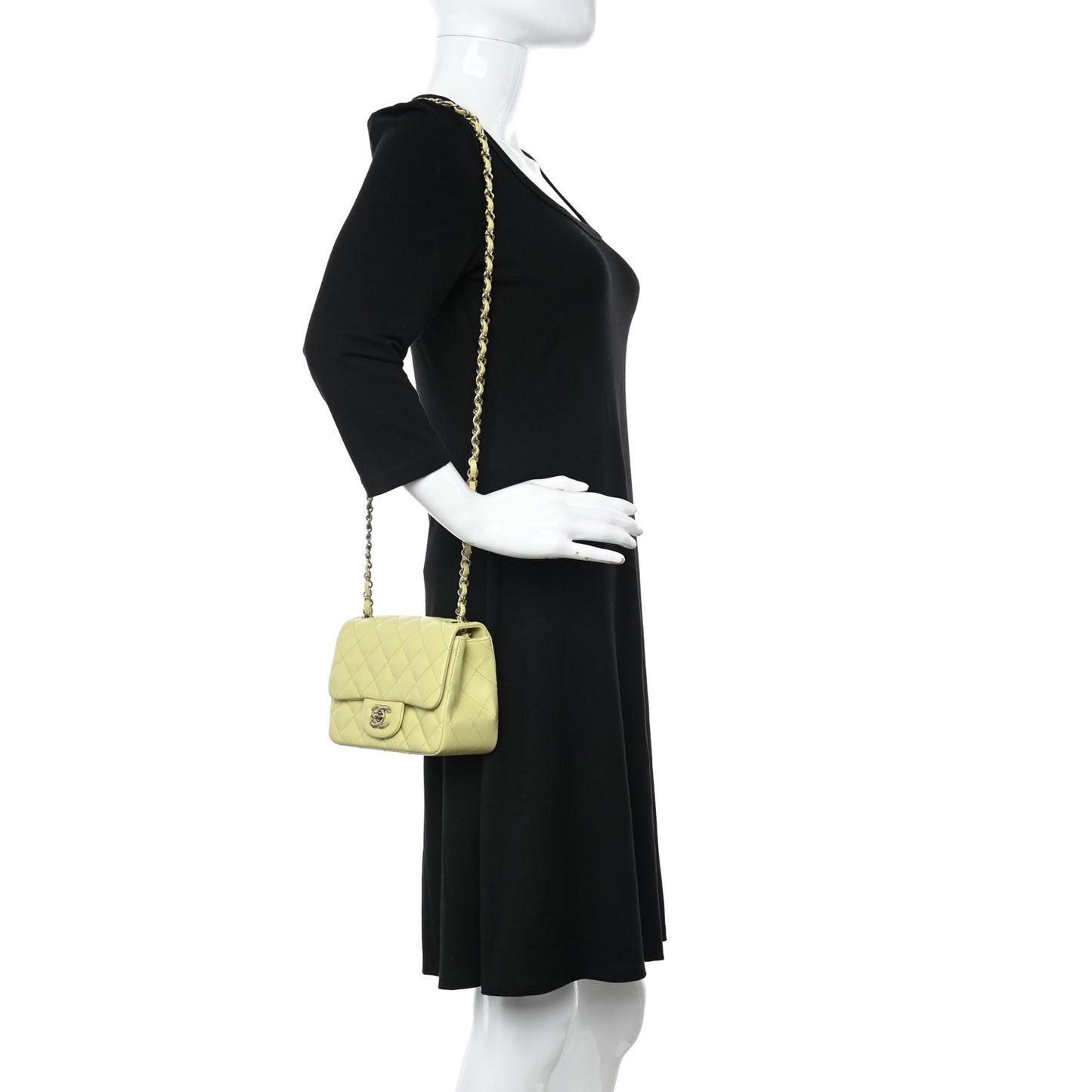 Lambskin Quilted Mini Square Flap Green
