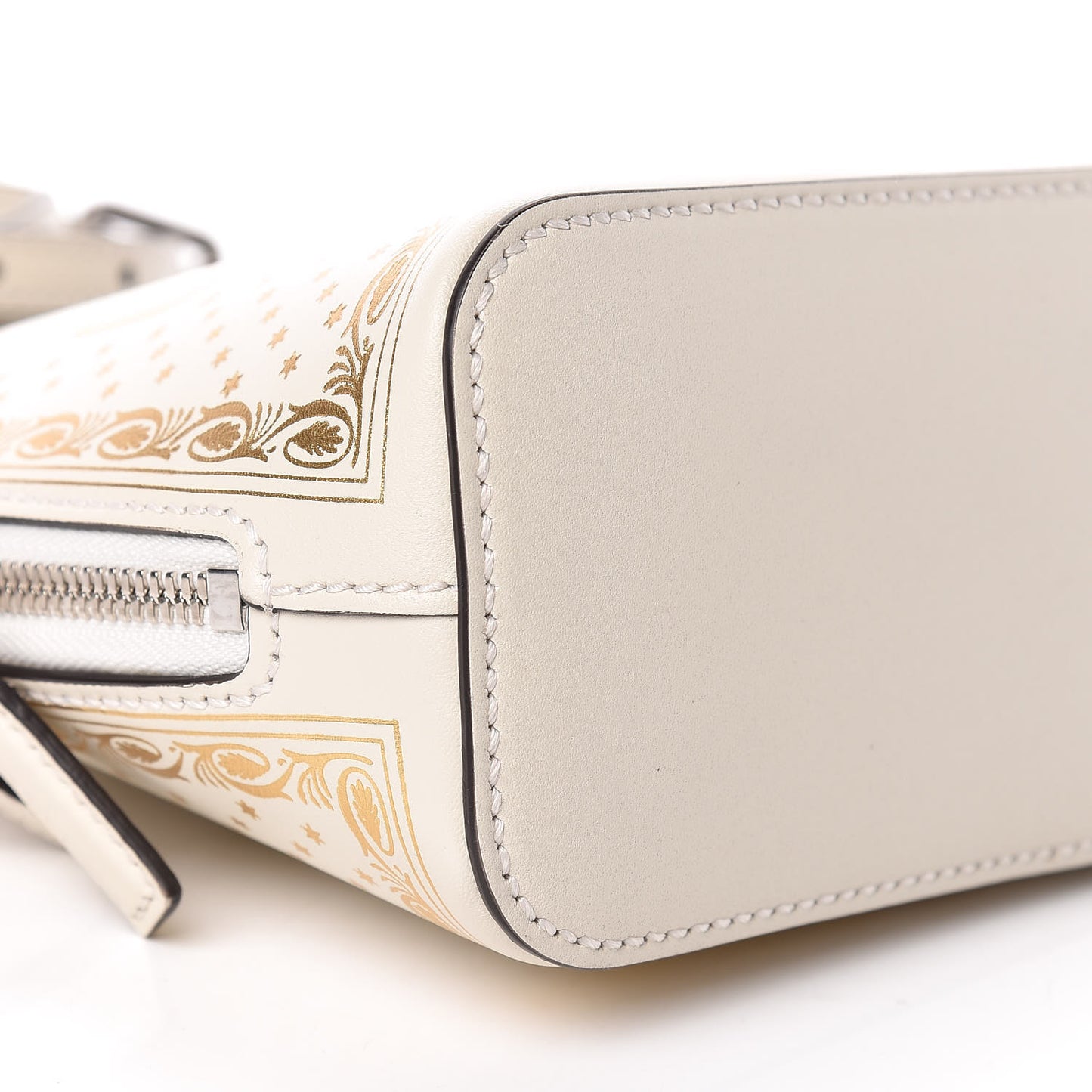 X SEGA Calfskin GUCCY Stars Mini Dome Shoulder Bag Mystic White Gold