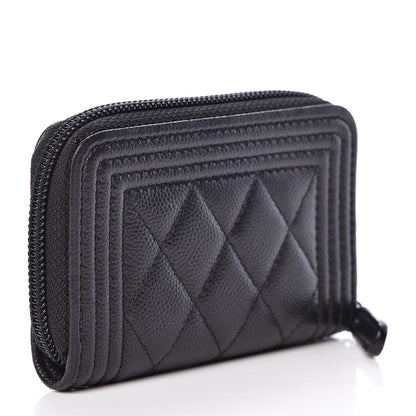 Chanel Caviar Quilted Boy Zip Around Coin Purse Wallet So Black 3 of 8