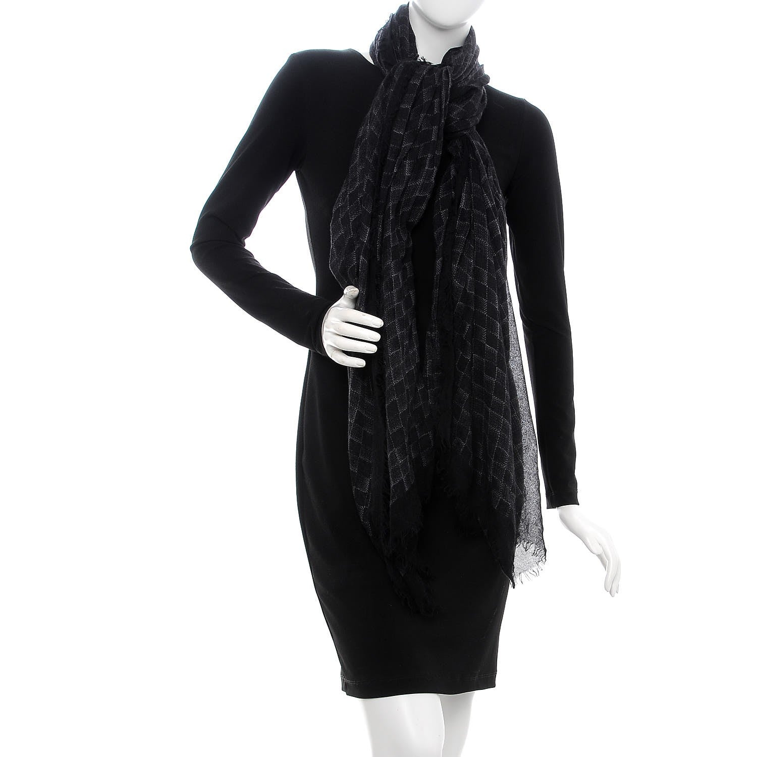 Louis Vuitton Cashmere Silk Etole Damier Stole Noir 2 of 7
