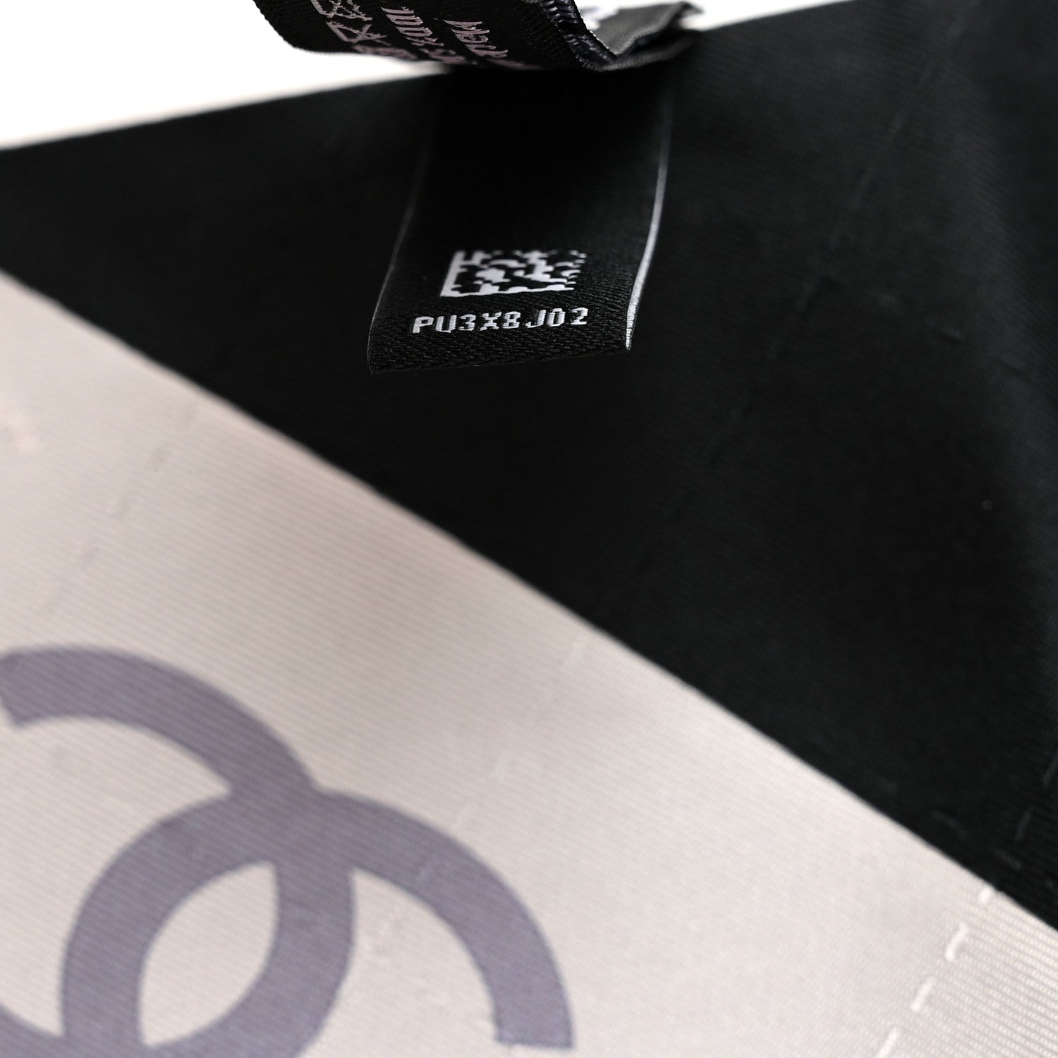 Chanel Silk CC Slim Bandeau Scarf Ecru Black Grey 4 of 4
