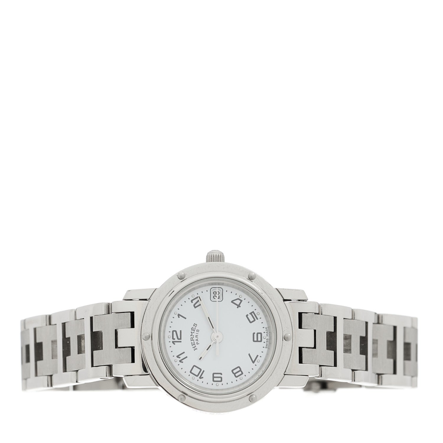 Hermes Stainless Steel 24mm Clipper Quartz Watch White 2 of 5