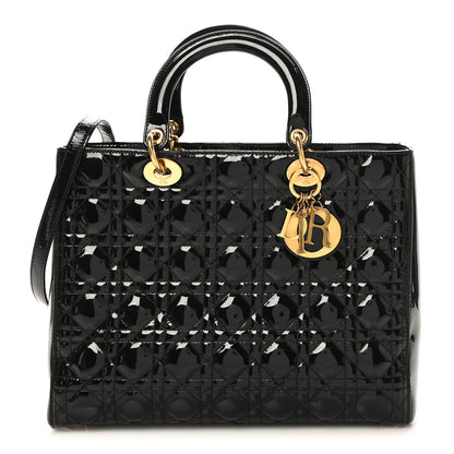 Christian Dior Patent Cannage Large Lady Dior Black 1 of 10