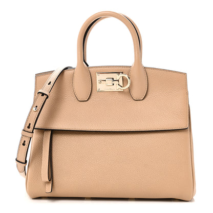 Salvatore Ferragamo Calfskin Medium Studio Bag Cashew 1 of 9