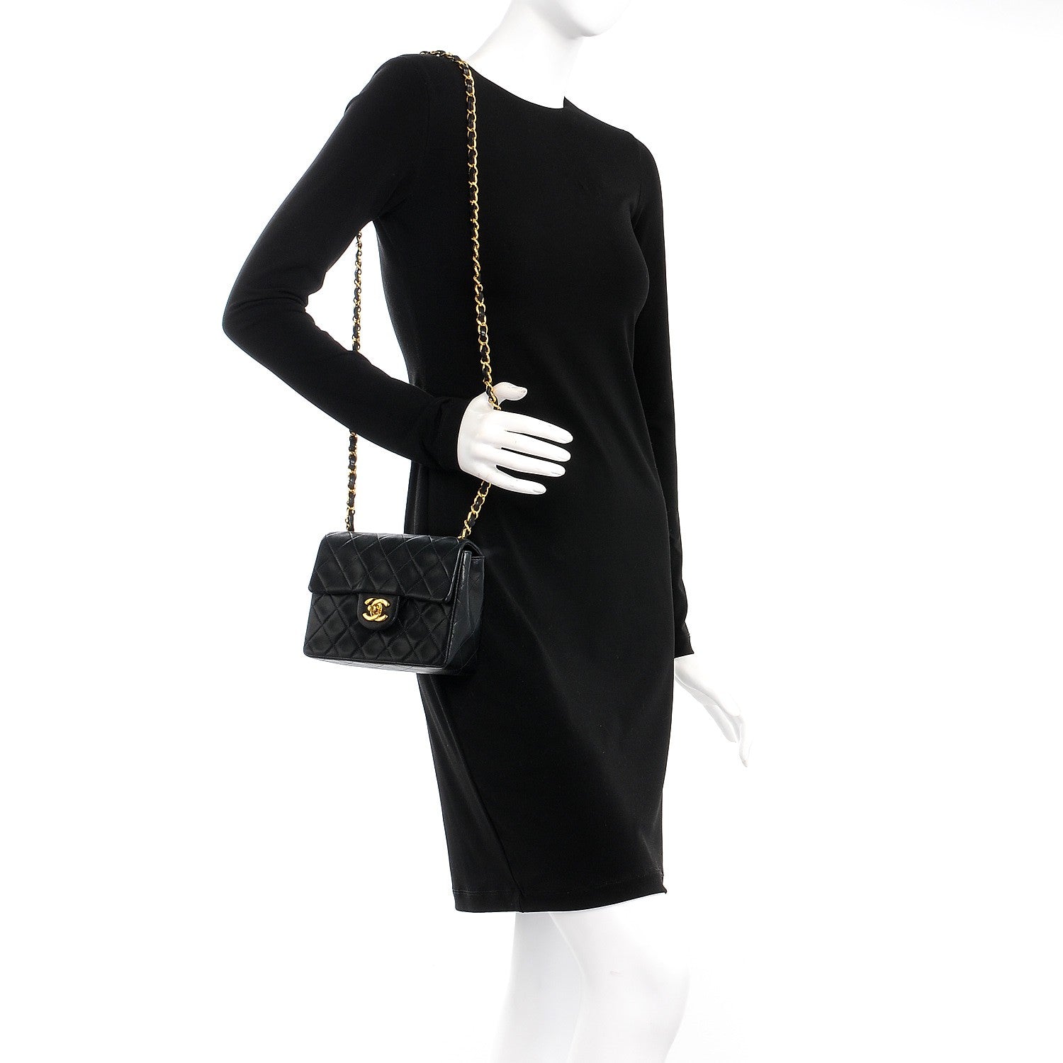 Chanel Lambskin Quilted Mini Square Flap Black 2 of 8
