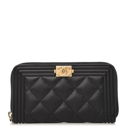 Chanel Caviar Quilted Boy Small Zip Around Wallet Black 1 of 9