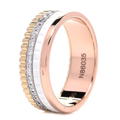 Boucheron 18K Pink Yellow White Gold Diamond Small Quatre Classique White Edition Ring 55 7.25 5 of 6