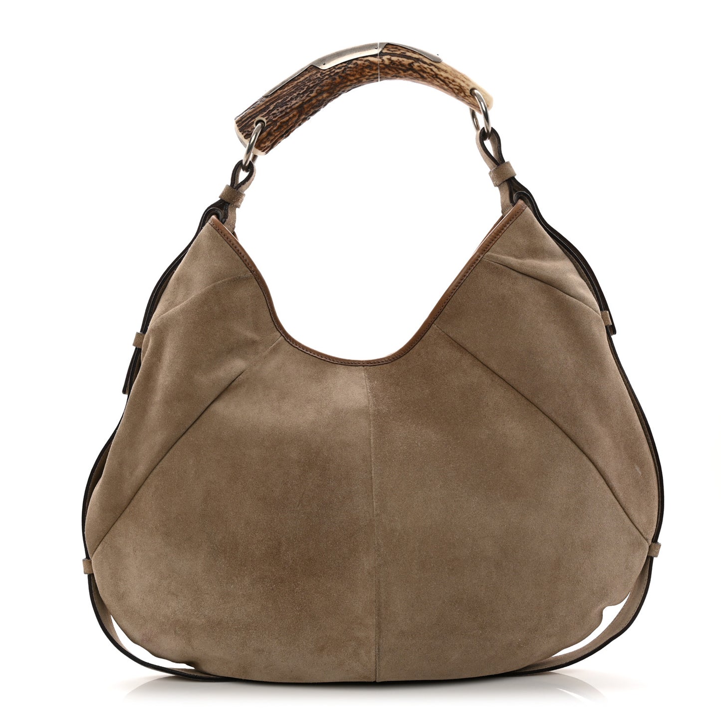 Suede Buffalo Horn Mombasa Hobo Beige