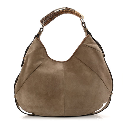 Saint Laurent Suede Buffalo Horn Mombasa Hobo Beige 1 of 11