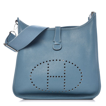Hermes Taurillon Clemence Evelyne III GM Blue Jean 1 of 9