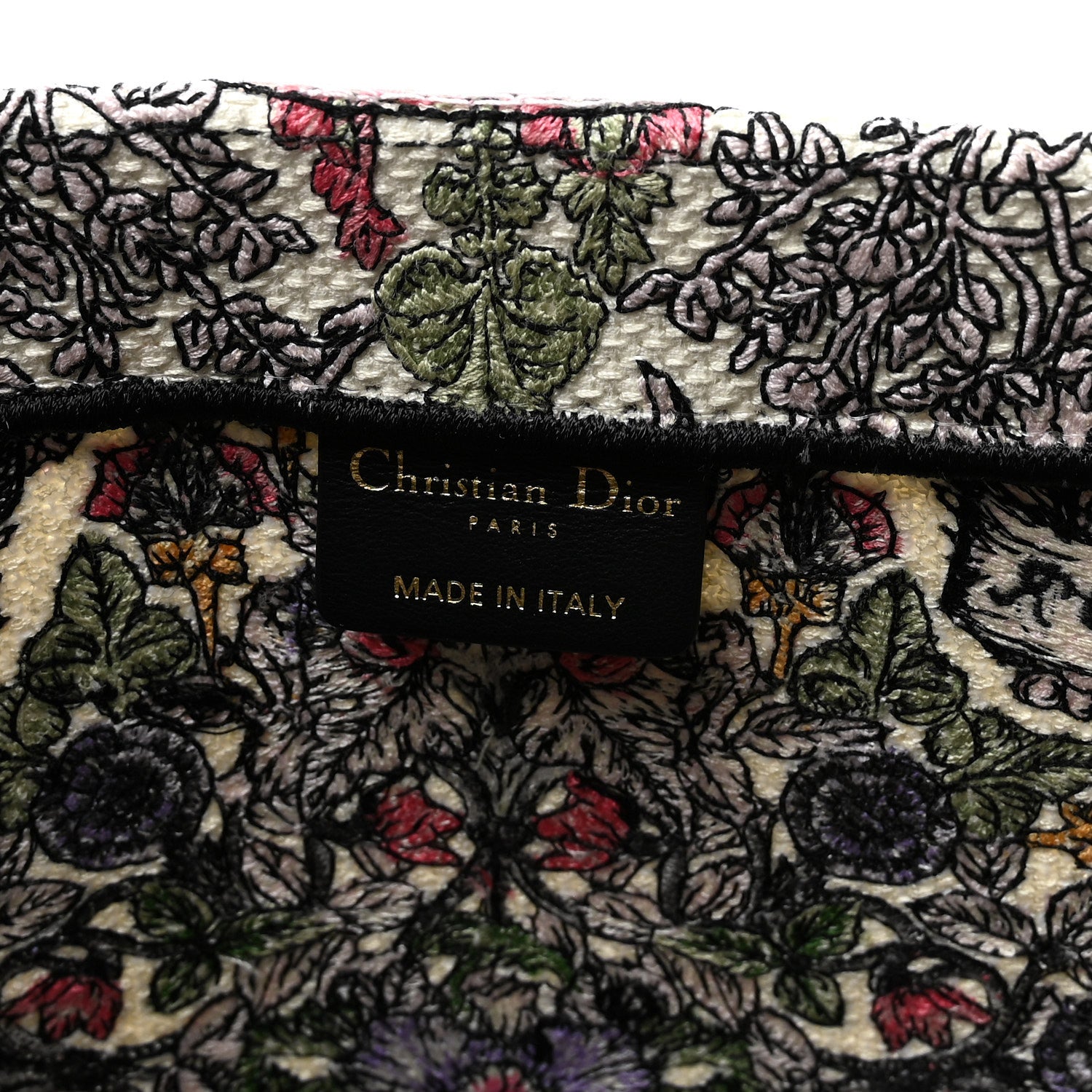 Christian Dior Canvas Embroidered Medium Around The World Book Tote White Multicolor 6 of 10