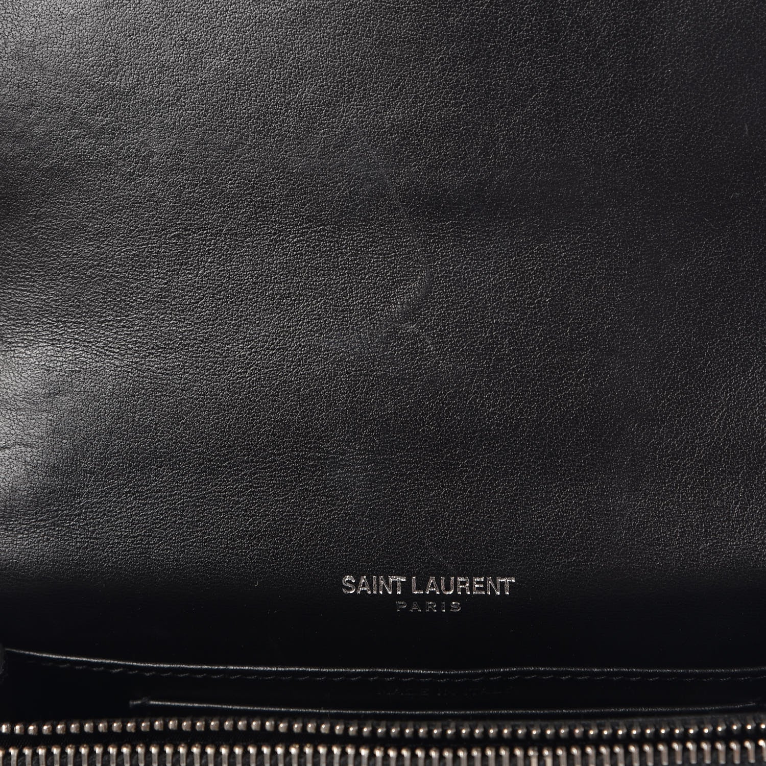 Saint Laurent Calfskin Crocodile Embossed Monogram Sunset Chain Wallet Black 8 of 11