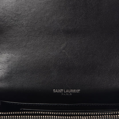 Saint Laurent Calfskin Crocodile Embossed Monogram Sunset Chain Wallet Black 8 of 11