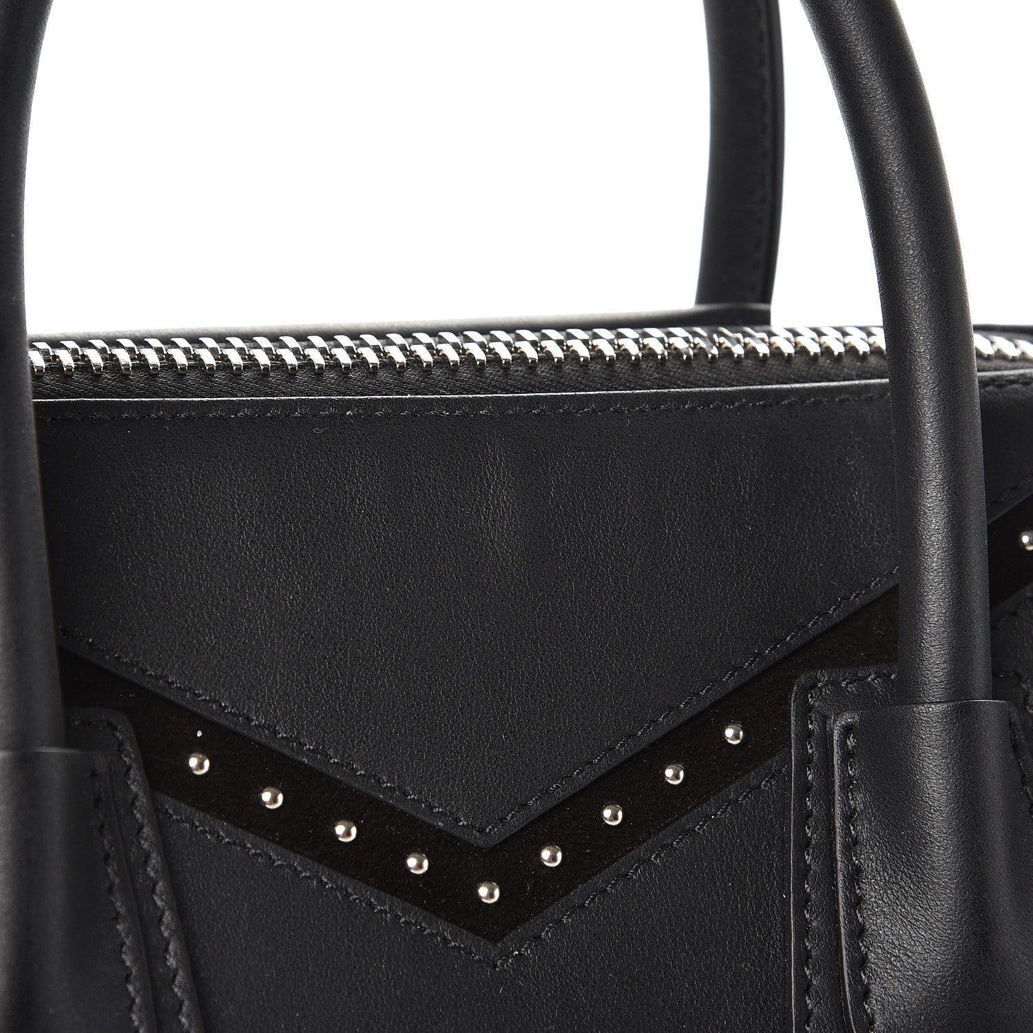Givenchy Calfskin Suede Small Studded Chevron Antigona Black 8 of 9