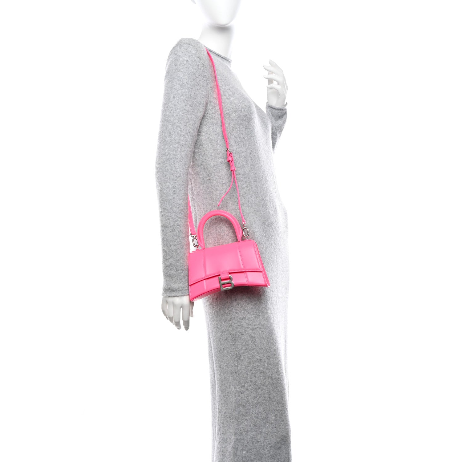 Balenciaga Shiny Box Calfskin Hourglass Top Handle Bag XS Hot Pink 2 of 13
