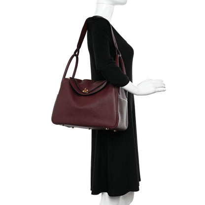 Hermes Taurillon Clemence Lindy 34 Bordeaux 2 of 10