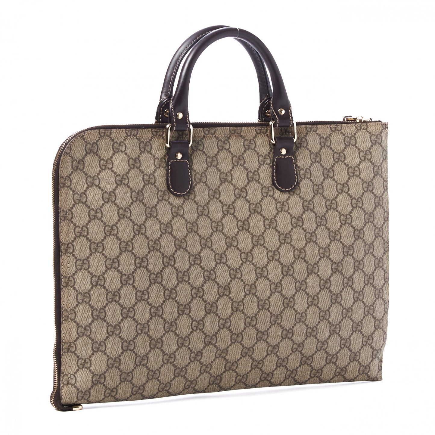GG Supreme Monogram Briefcase Dark Brown