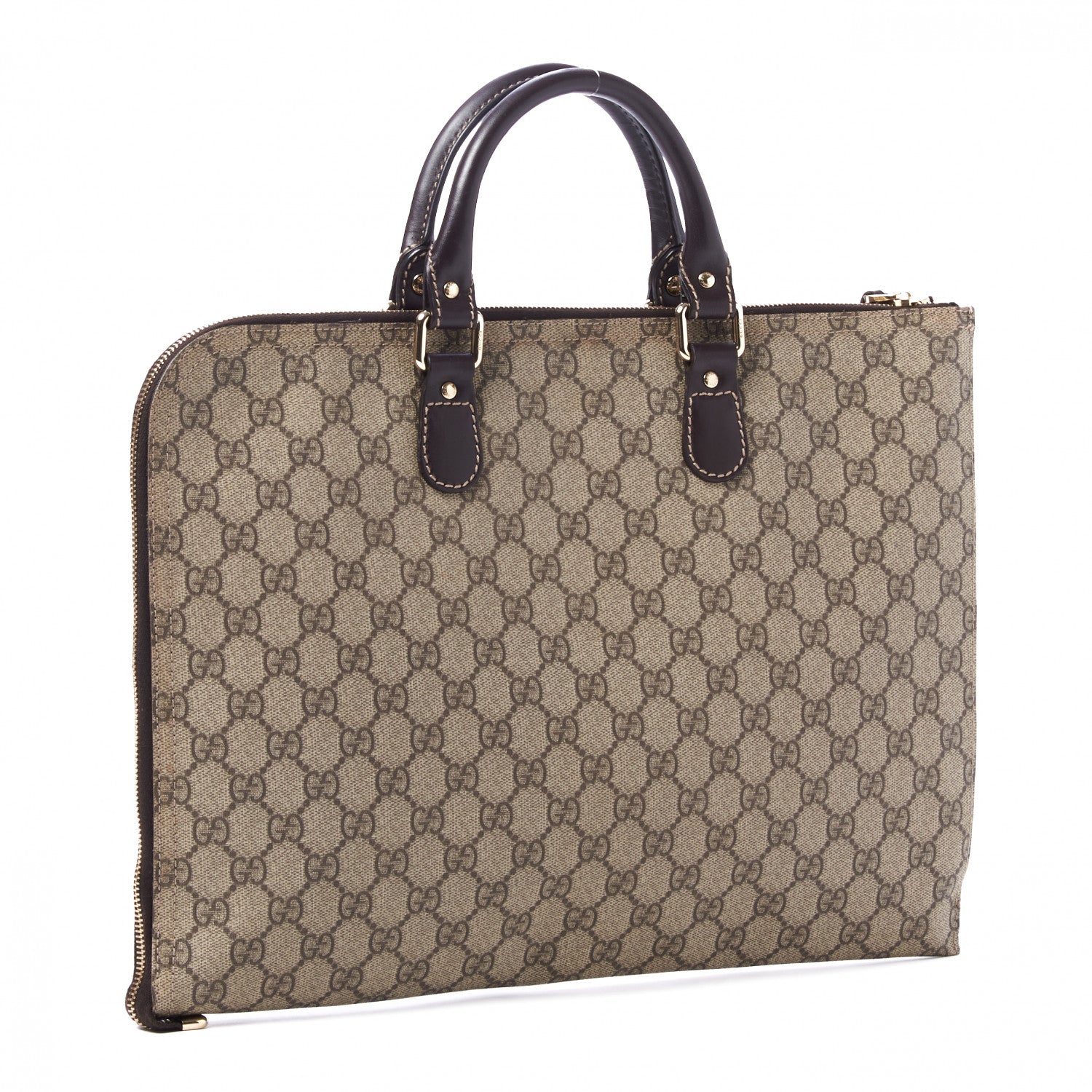 Gucci GG Supreme Monogram Briefcase Dark Brown 2 of 8