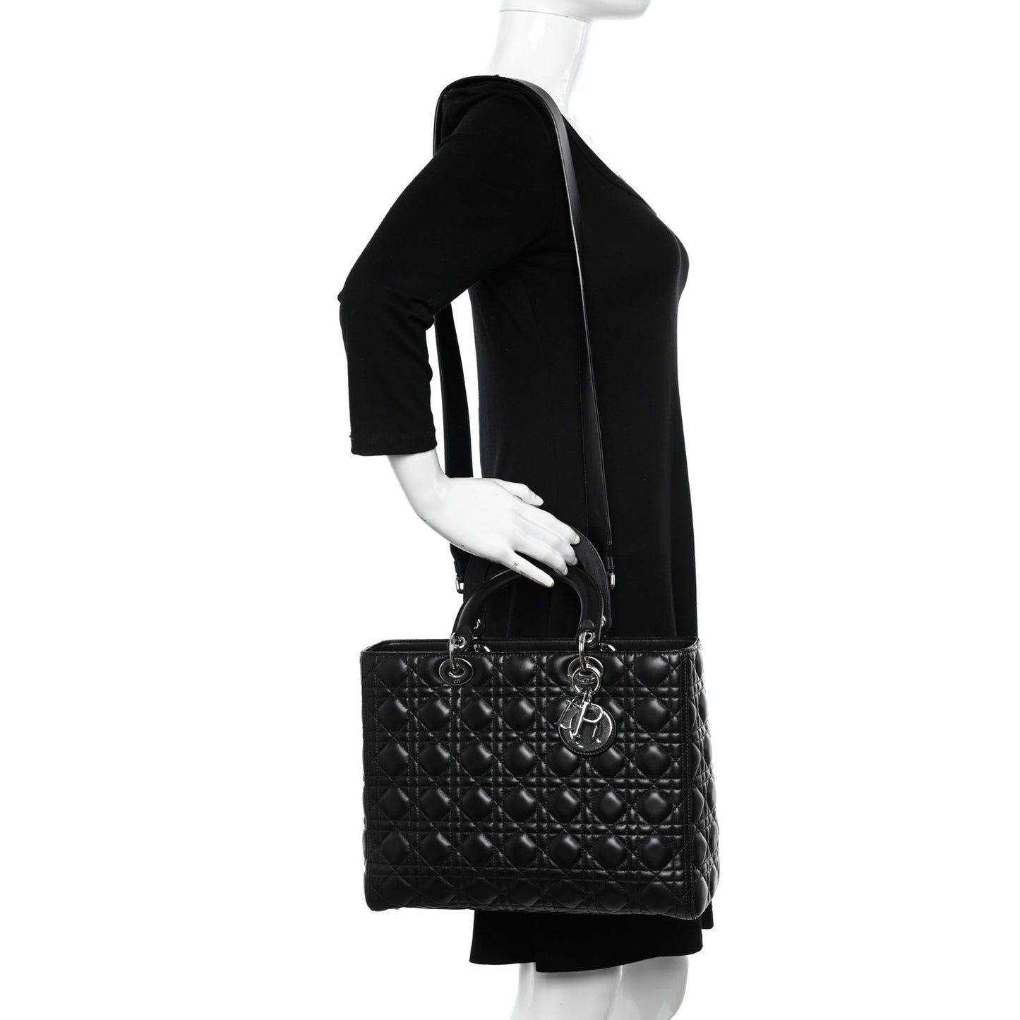 Lambskin Cannage Large Lady Dior Black