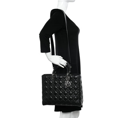 Christian Dior Lambskin Cannage Large Lady Dior Black 2 of 10