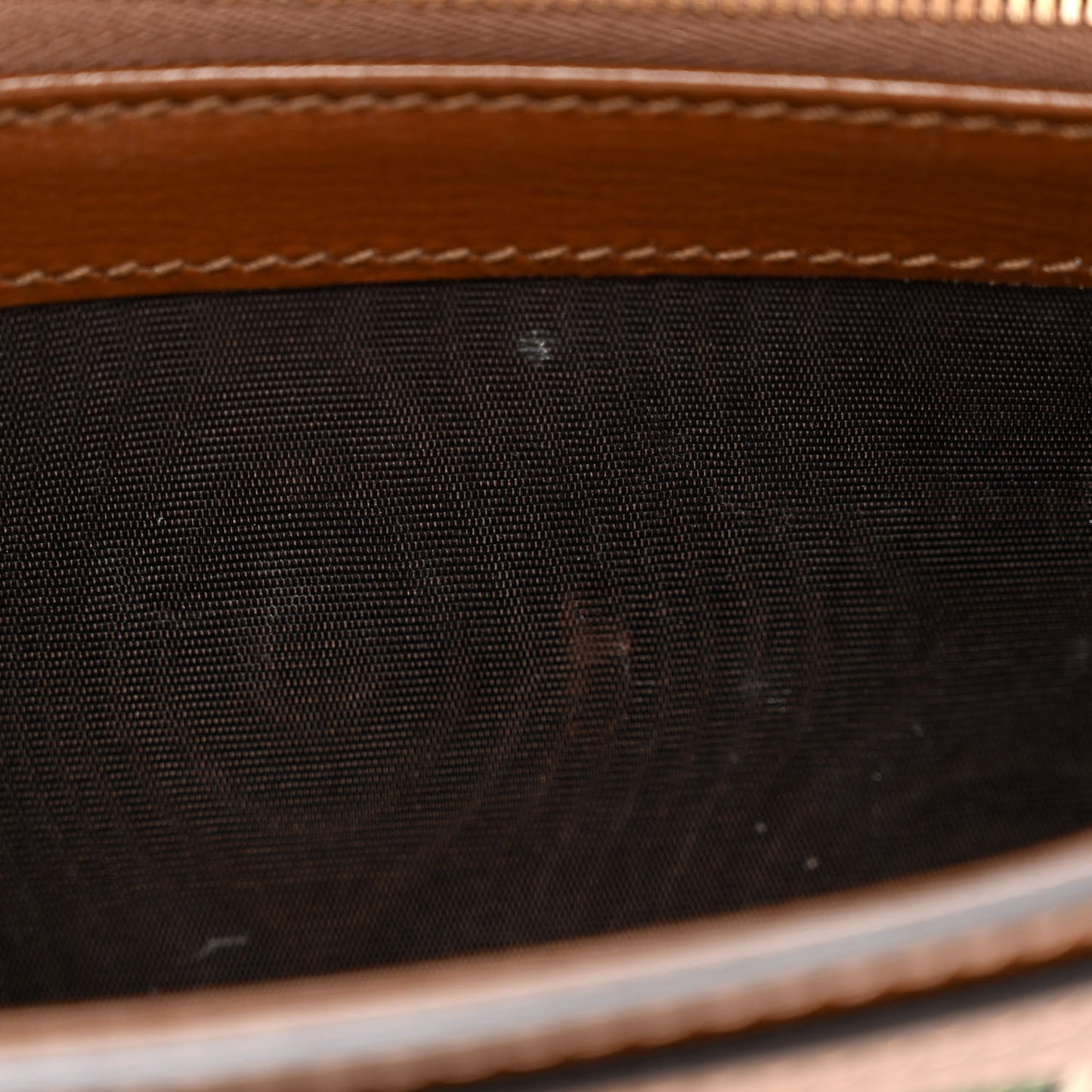 GG Supreme Monogram Azalea Calfskin Web Jackie 1961 Chain Wallet Beige Ebony Brown Sugar