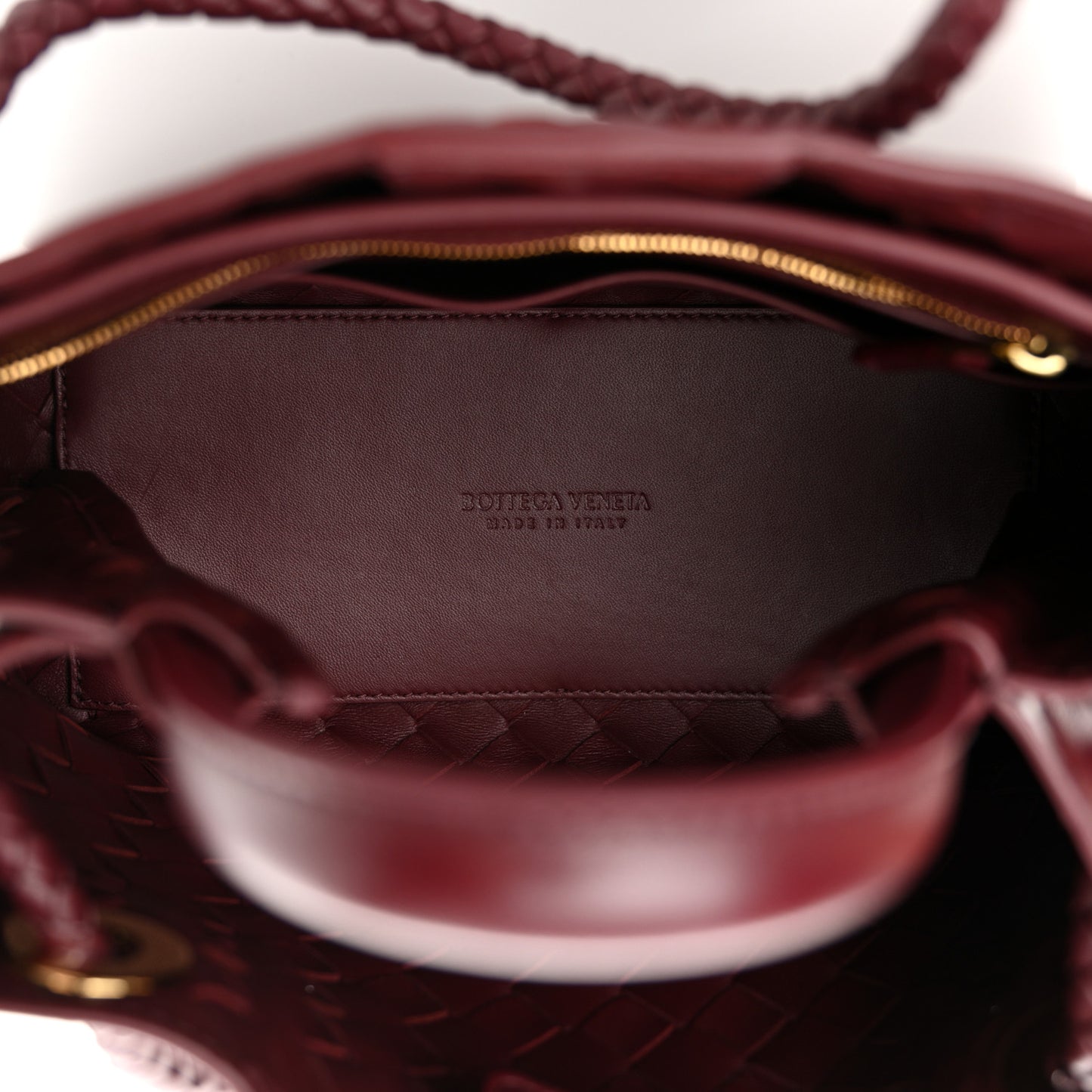 Nappa Intrecciato Small Andiamo Shoulder Bag Barolo