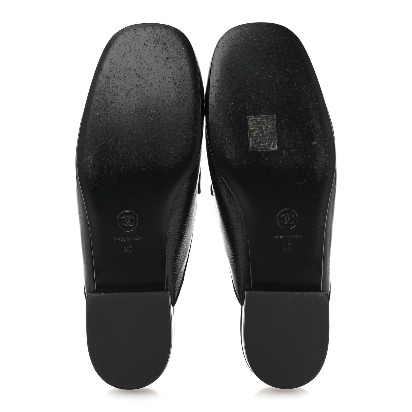 Shiny Calfskin Crystal CC Mules 39 Black