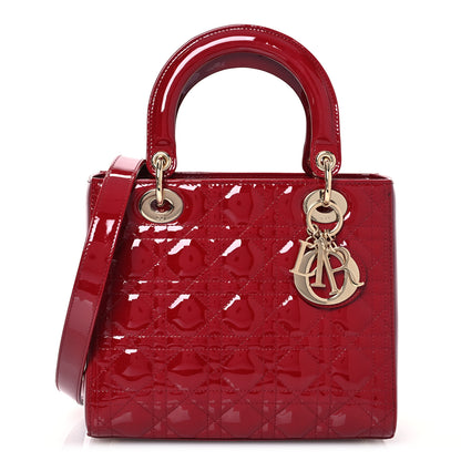 Christian Dior Patent Cannage Medium Lady Dior Red 1 of 12