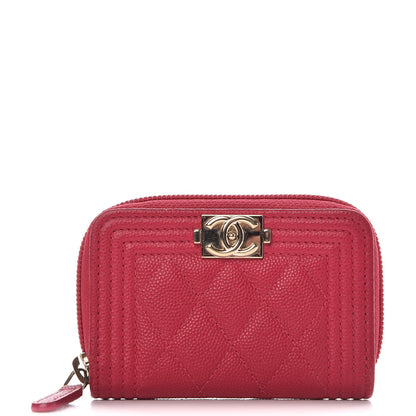 Chanel Caviar Quilted Boy Zip Around Coin Purse Wallet Fuchsia 1 of 12