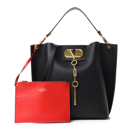 Valentino Garavani Grainy Calfskin Escape Hobo Bag Black 1 of 10