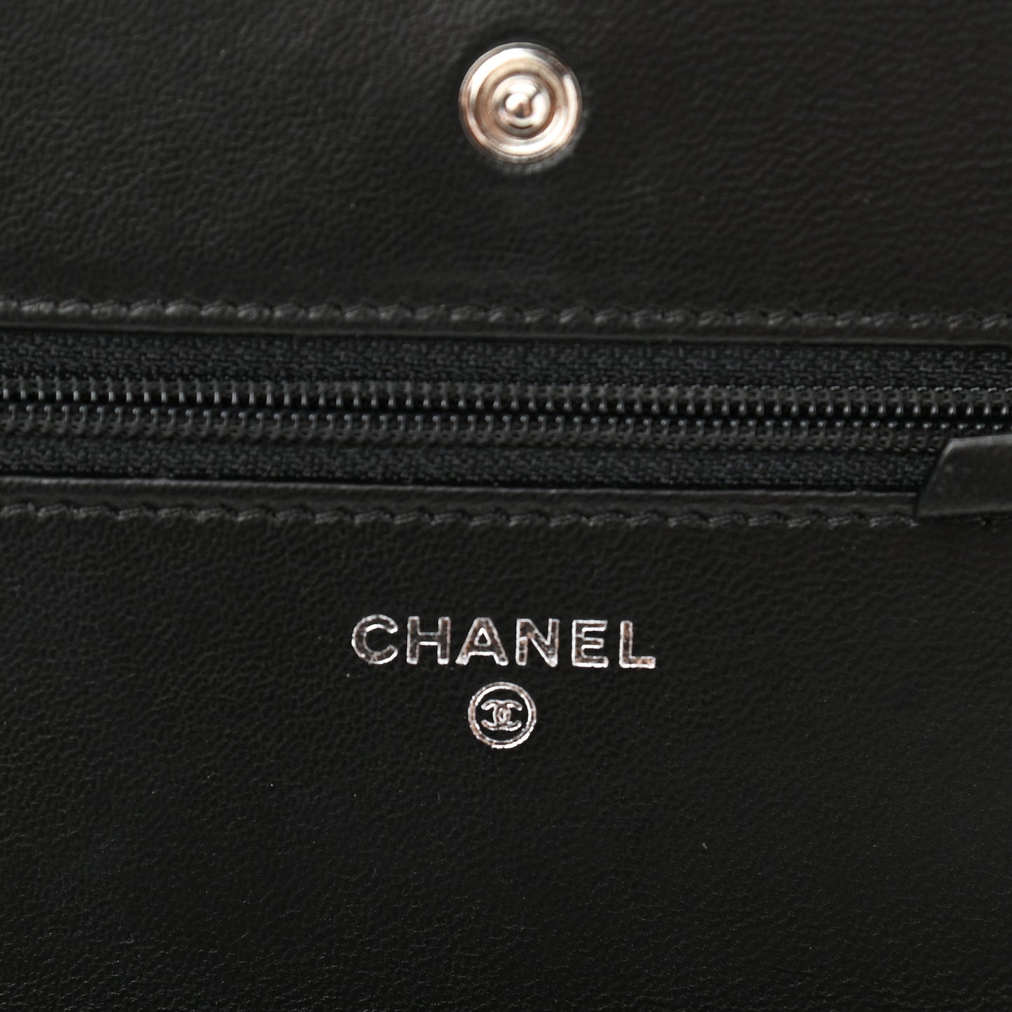 Lambskin Chevron Quilted Wallet On Chain WOC So Black