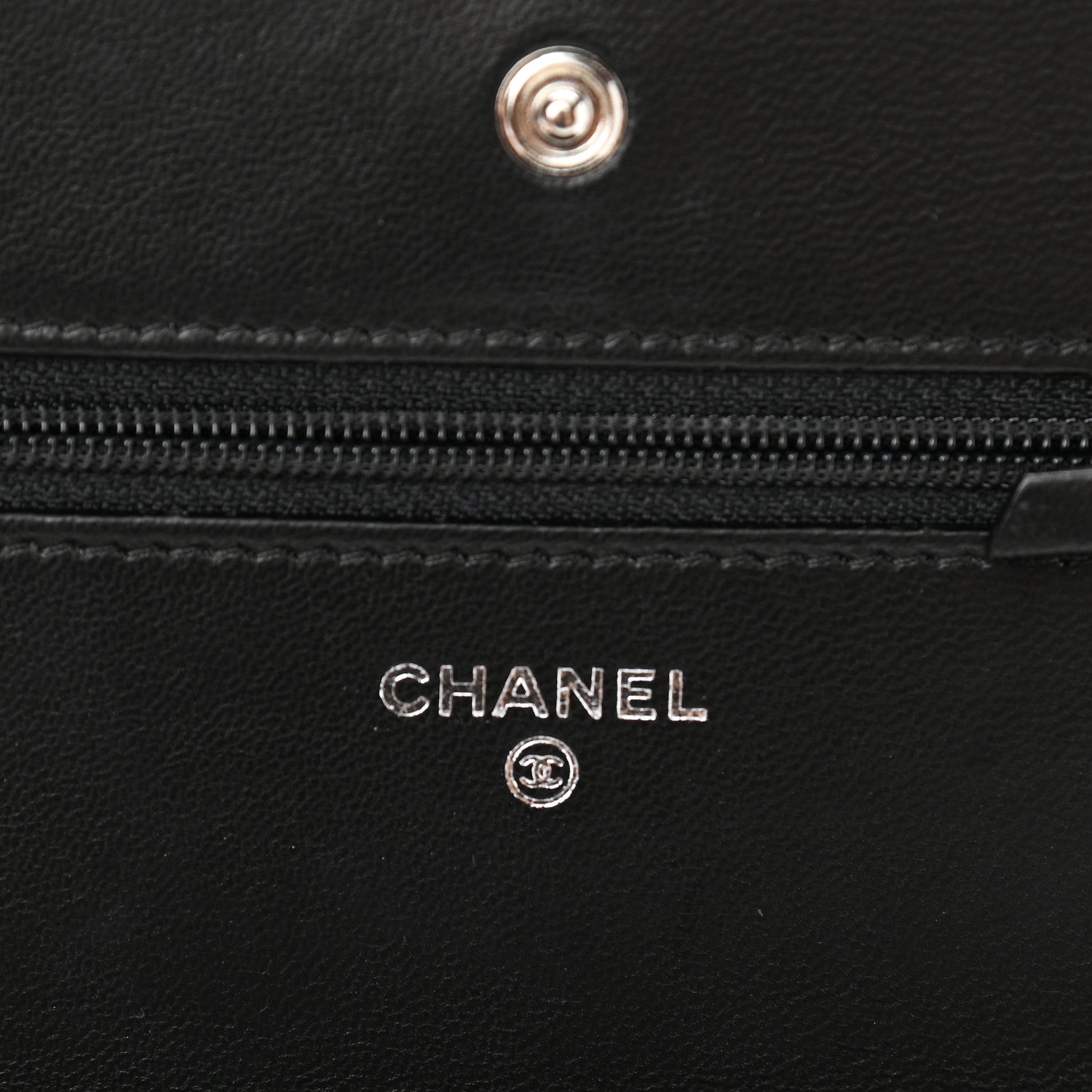 Chanel Lambskin Chevron Quilted Wallet On Chain WOC So Black 6 of 14
