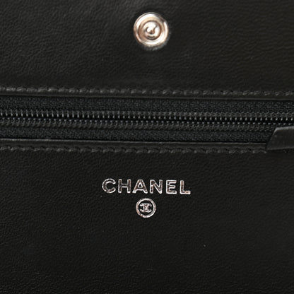 Chanel Lambskin Chevron Quilted Wallet On Chain WOC So Black 6 of 14