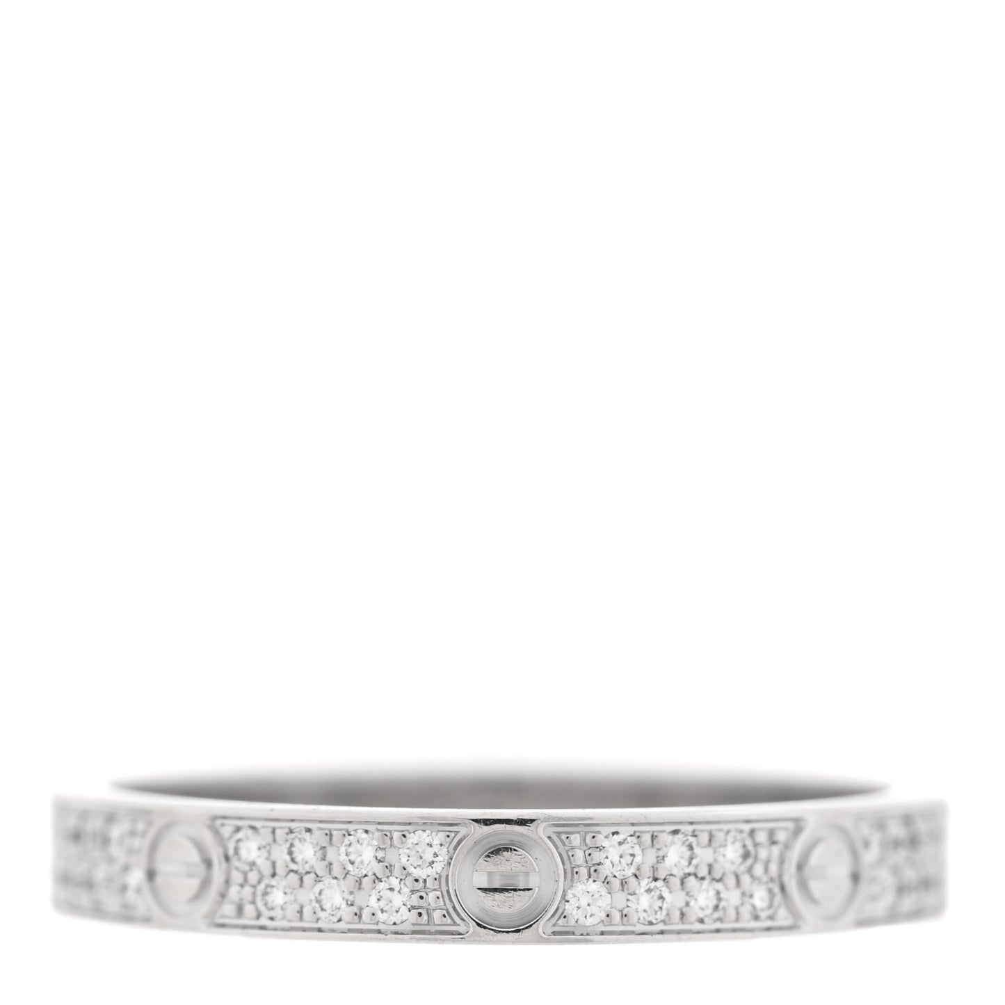 18K White Gold Diamond 2.6mm LOVE Paved Band Ring 49 4.75
