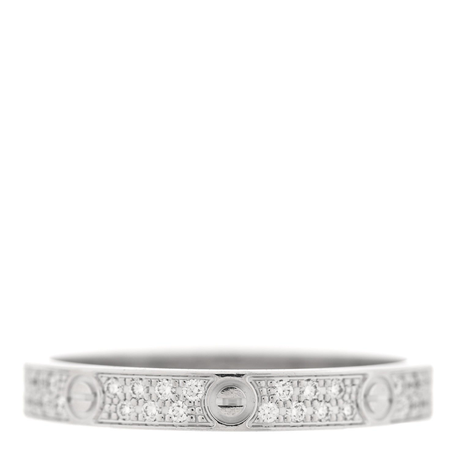 Cartier 18K White Gold Diamond 2.6mm LOVE Paved Band Ring 49 4.75 1 of 4
