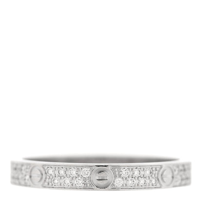 Cartier 18K White Gold Diamond 2.6mm LOVE Paved Band Ring 49 4.75 1 of 4