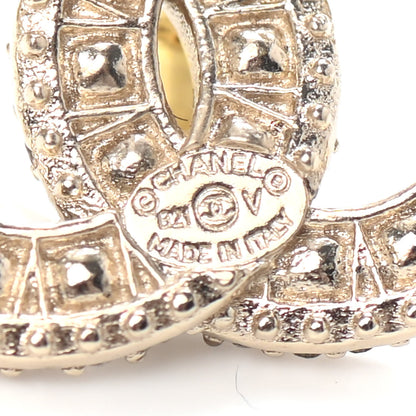 Chanel Crystal Timeless CC Earrings Light Gold 4 of 4