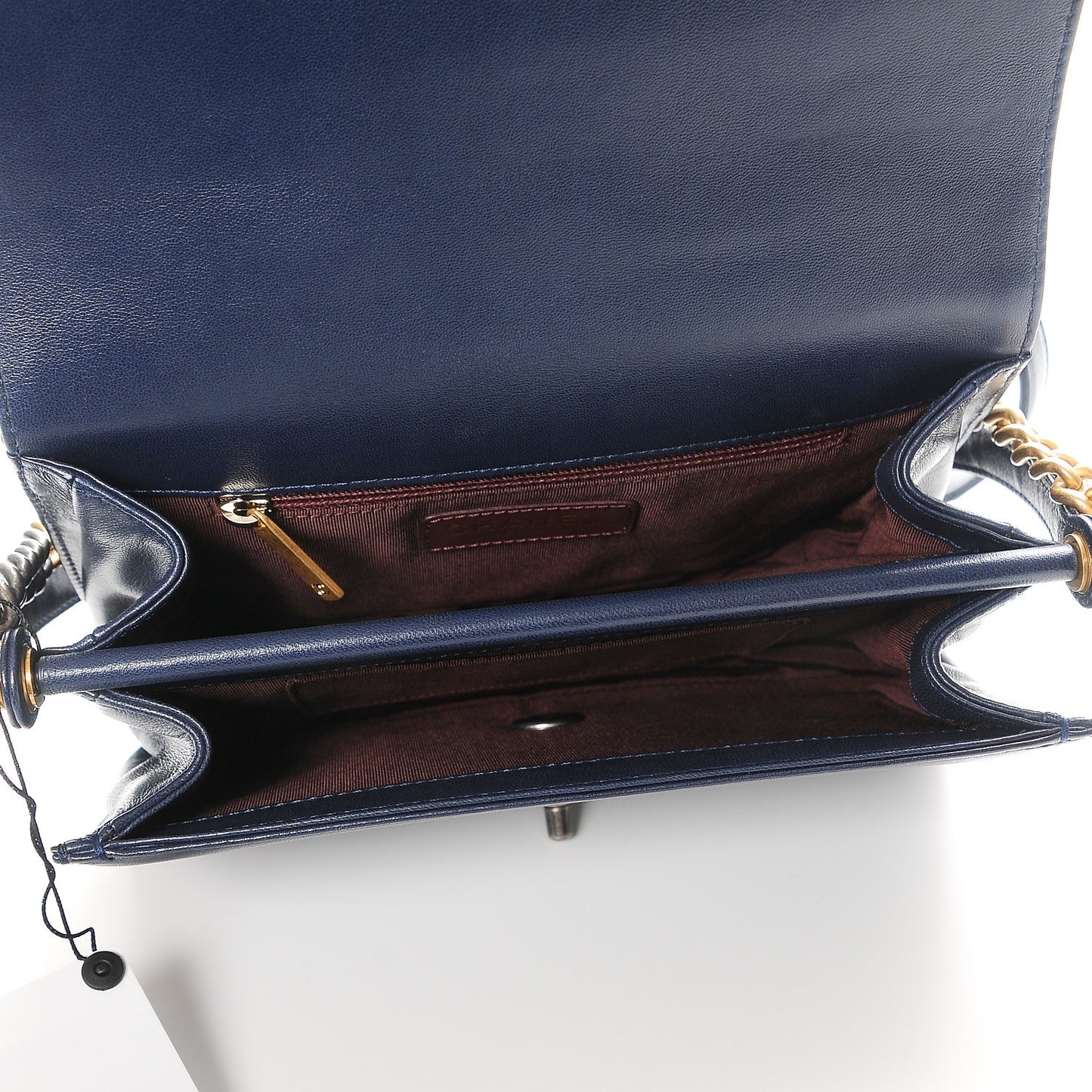 Lambskin Quilted Gold Metal Lock Flap Navy