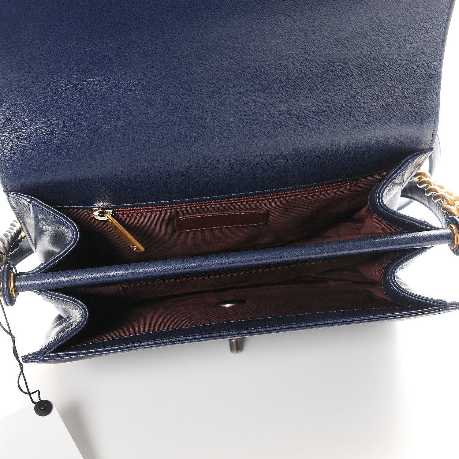 Chanel Lambskin Quilted Gold Metal Lock Flap Navy 5 of 8