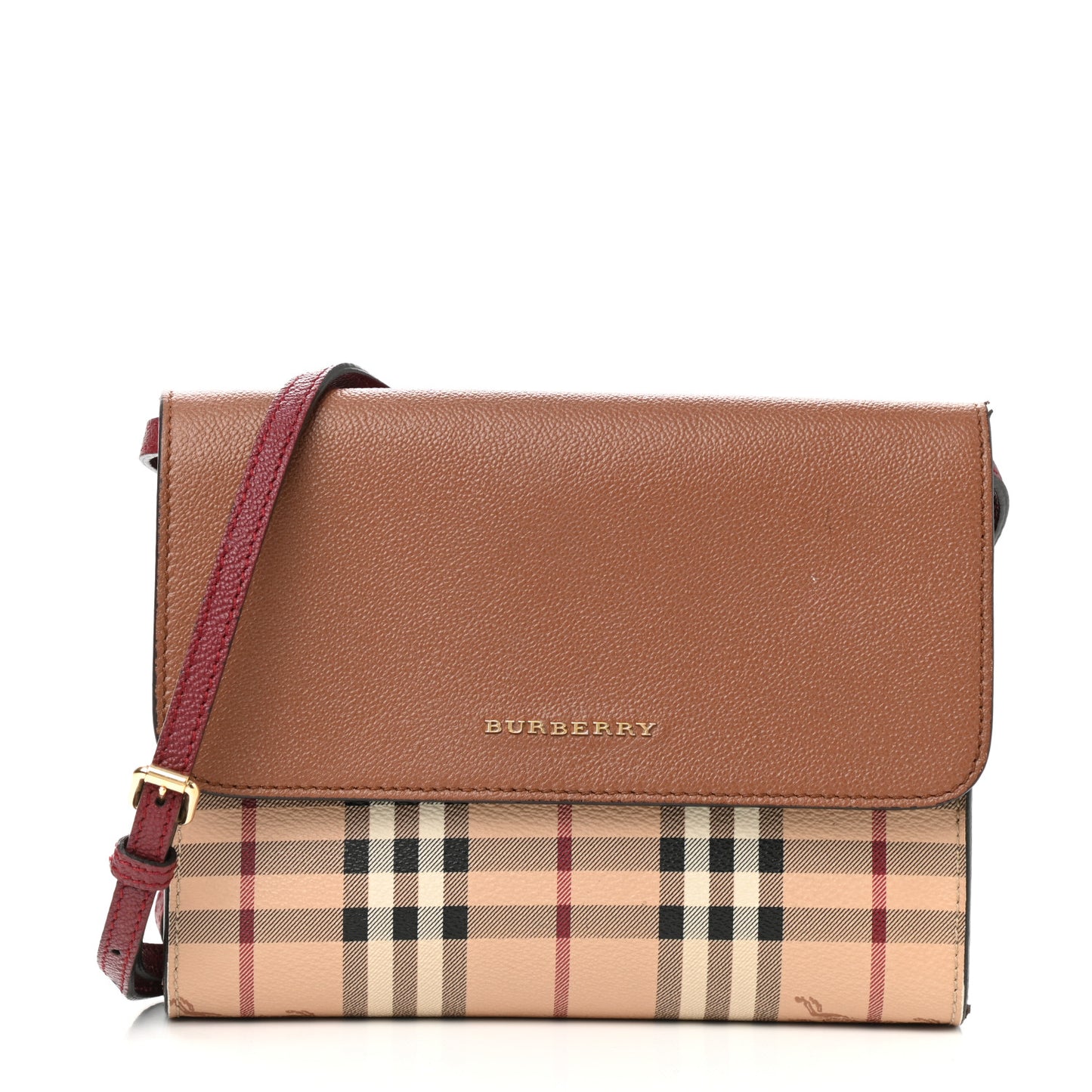 Derby Calfskin Haymarket Check Small Loxley Crossbody Bright Toffee Multicolor
