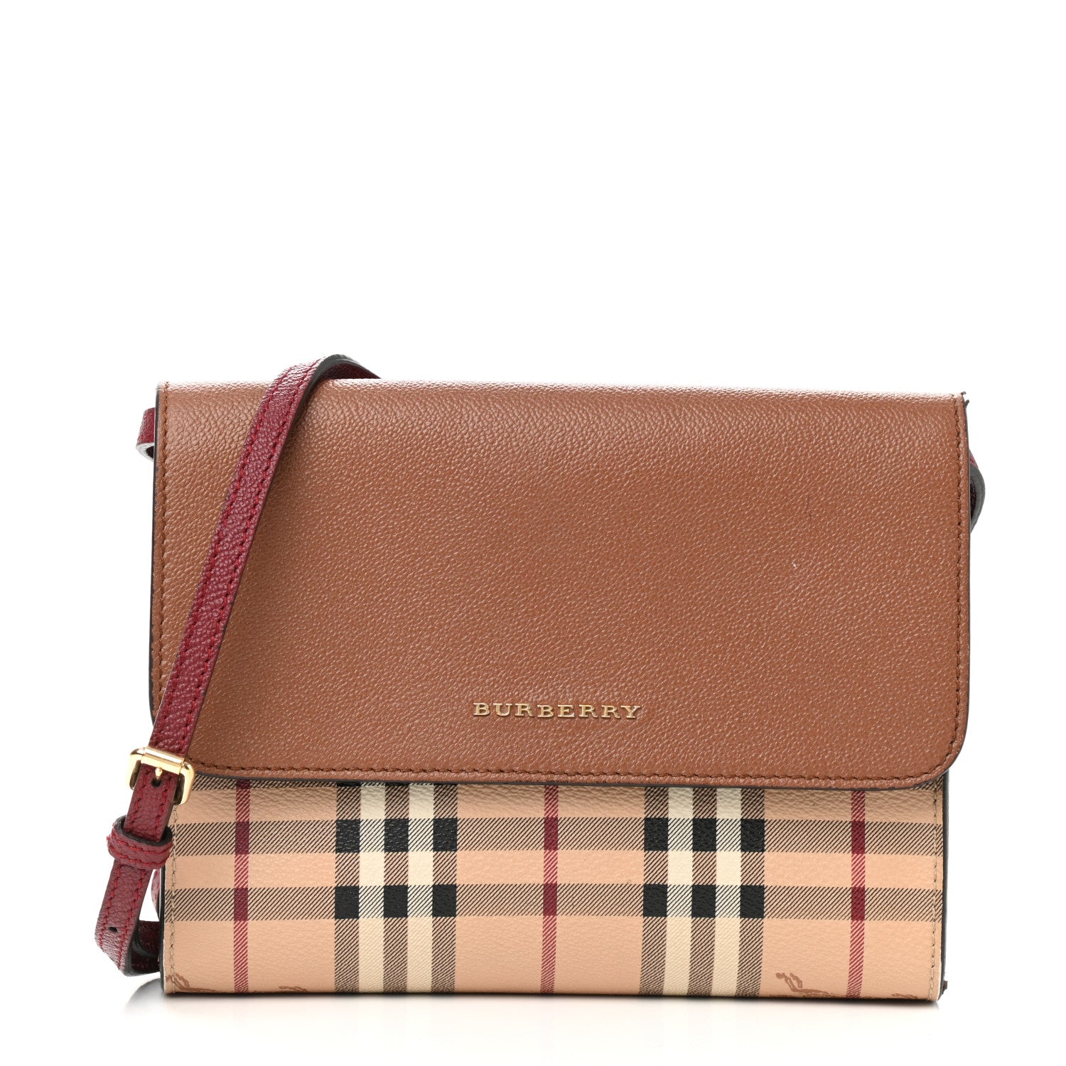 Burberry Derby Calfskin Haymarket Check Small Loxley Crossbody Bright Toffee Multicolor 1 of 12