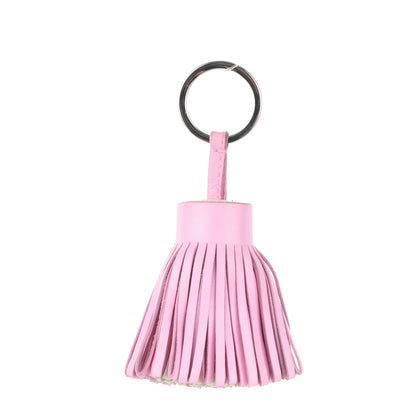 Hermes Lambskin Bi-Color Carmen Tassel Key Holder Rose Sakura White 1 of 3