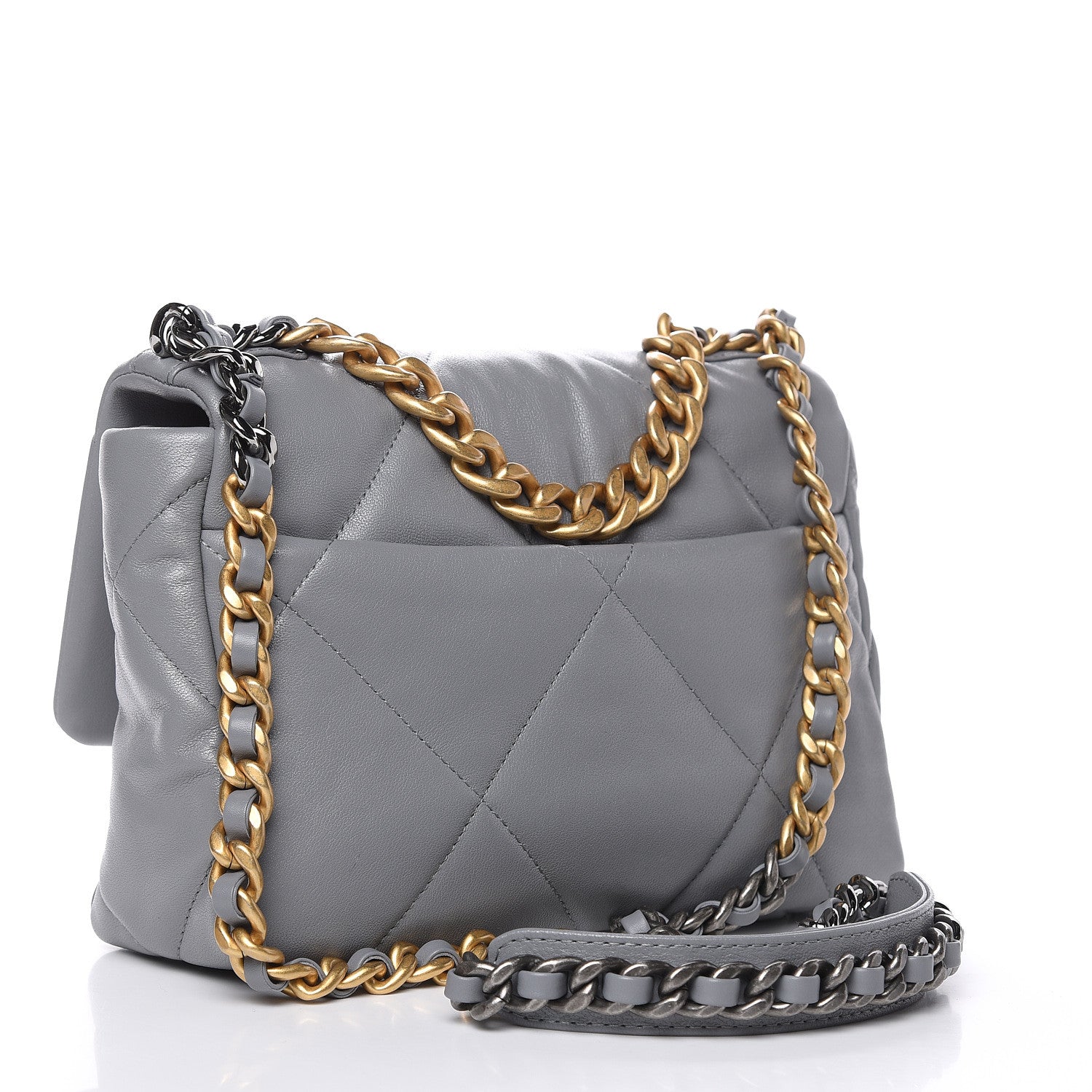 Chanel Lambskin Quilted Medium 19 Flap Grey 3 of 10