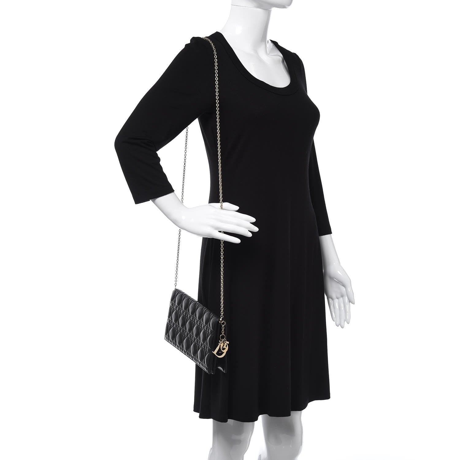 Christian Dior Lambskin Cannage Lady Dior Convertible Clutch Black 2 of 11