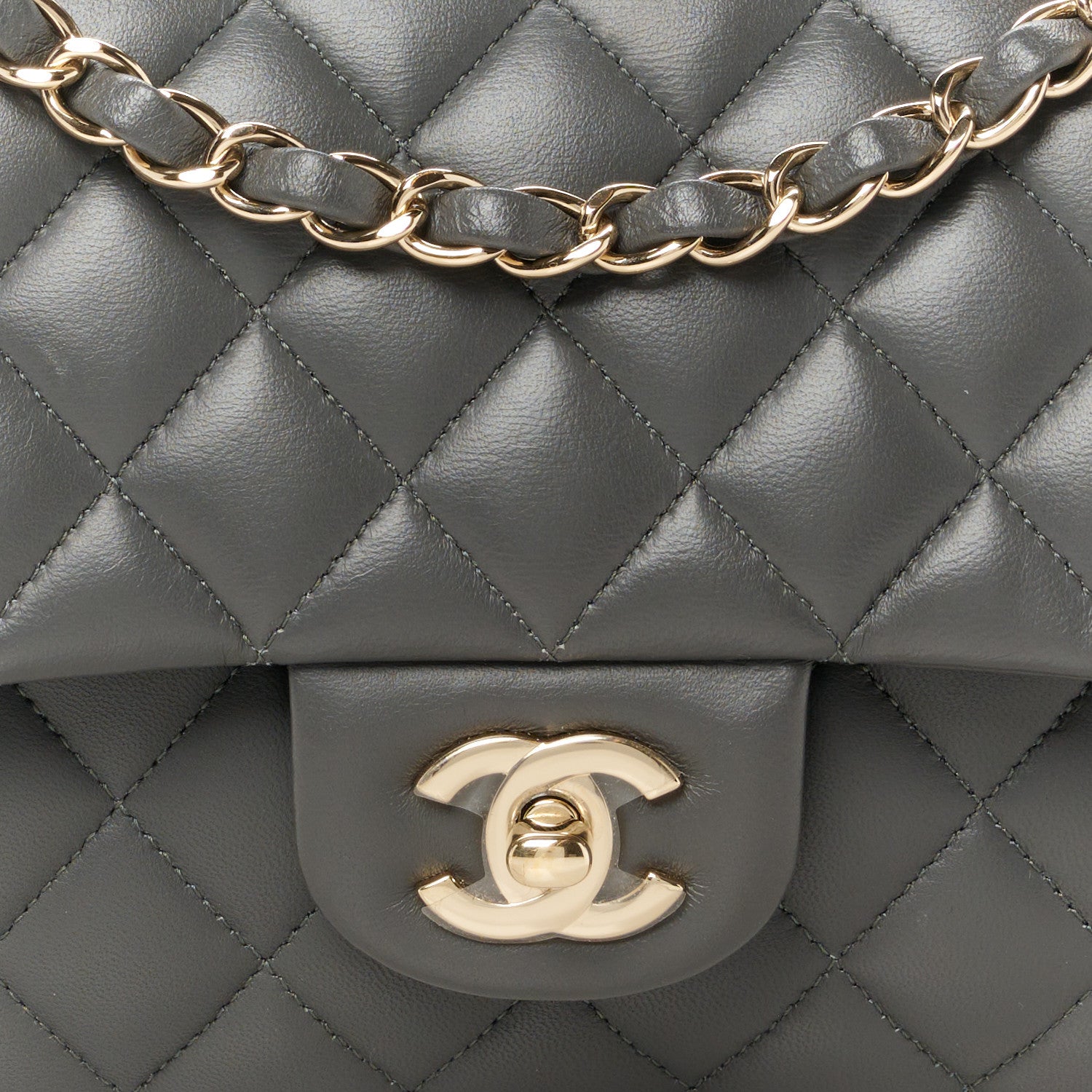 Chanel Lambskin Quilted Medium Double Flap Dark Grey 9 of 11