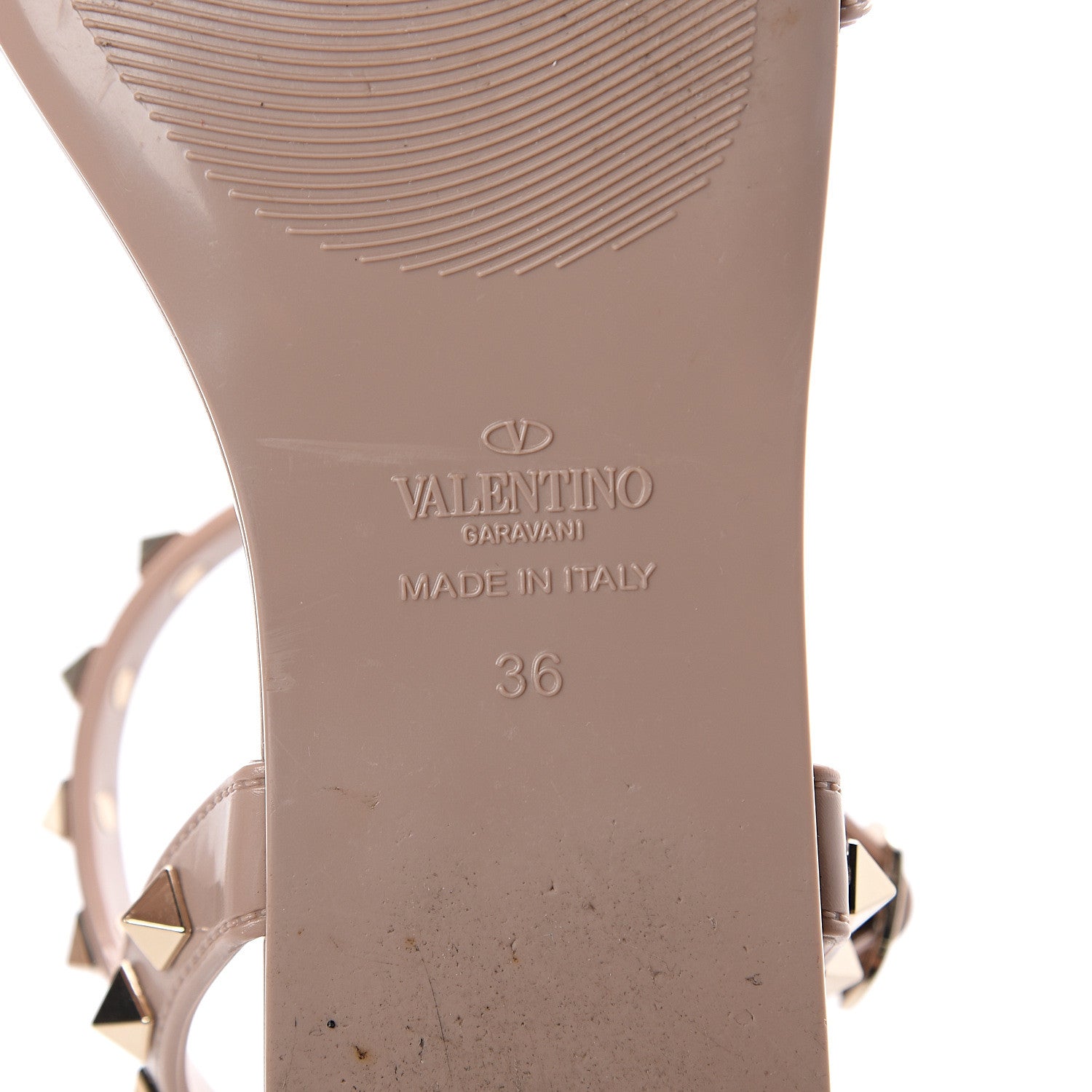 Valentino Garavani PVC Jelly Rockstud Caged Sandals 36 Poudre 7 of 7