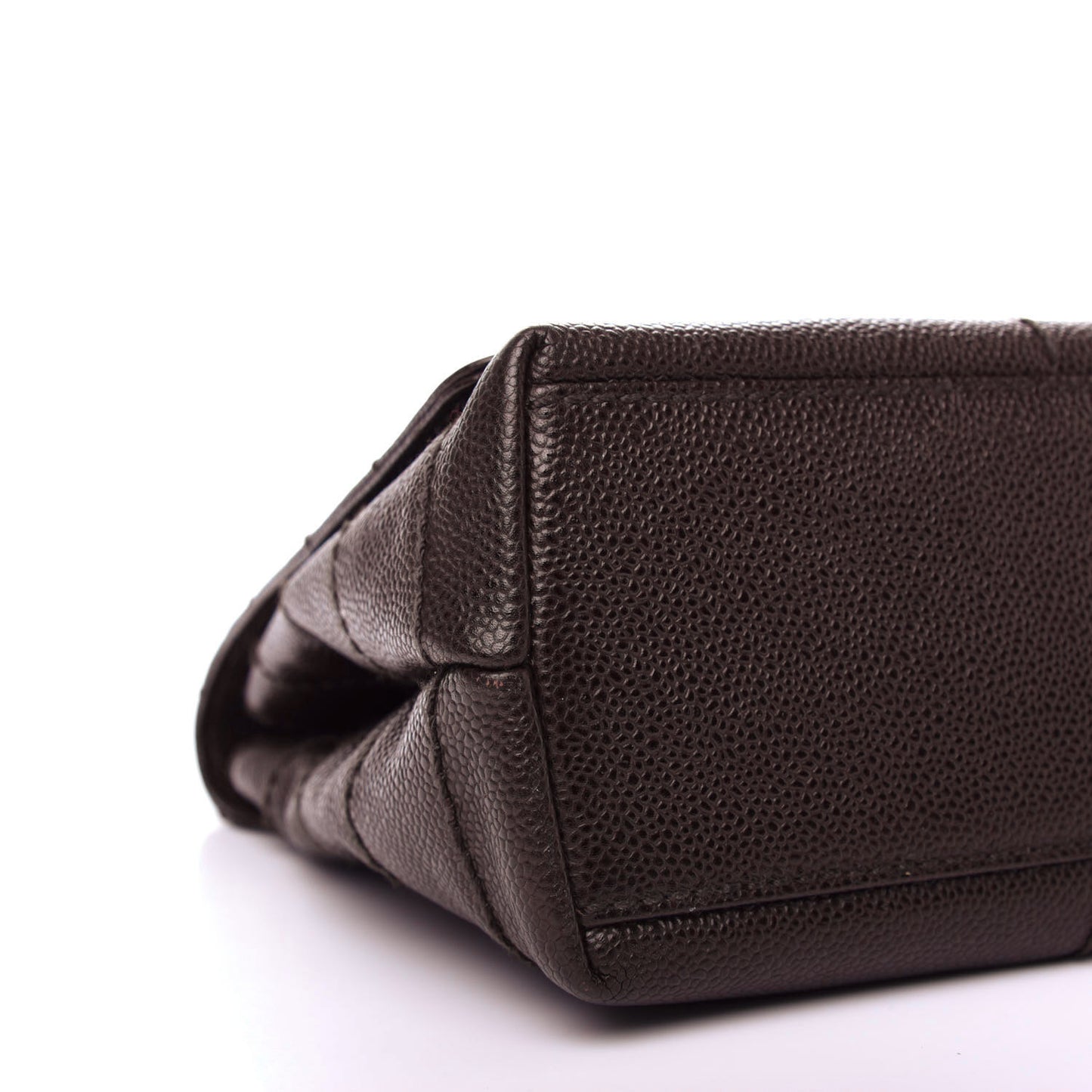 Caviar Square Stitched Medium Flap Brown
