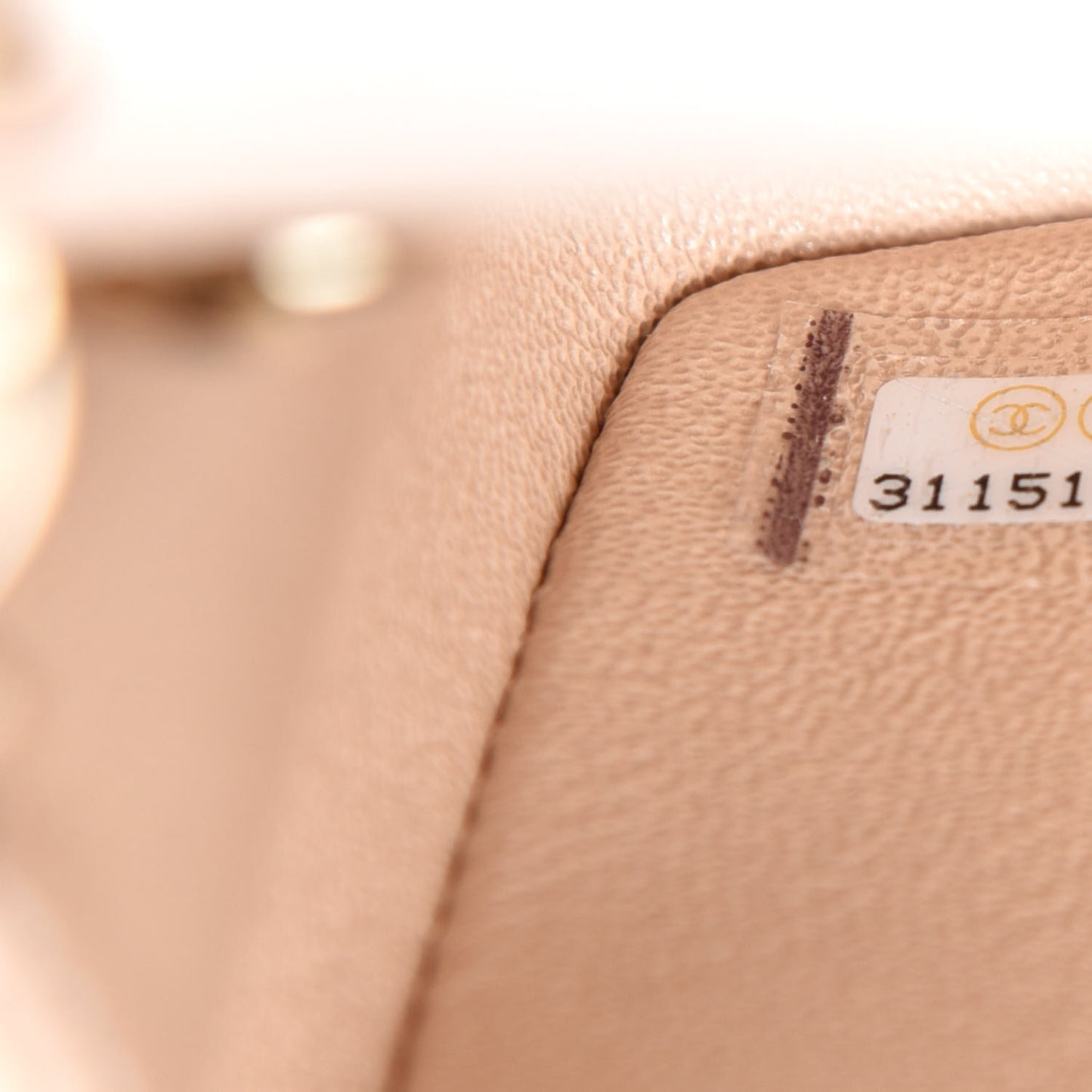 Iridescent Calfskin Quilted Mini Rectangular Flap Beige